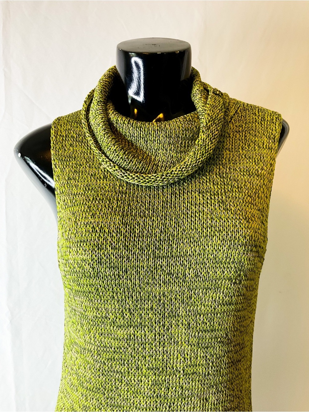 SIGRID OLSEN Sleeveless Cowl Neck Knit Sweater in Olive Green